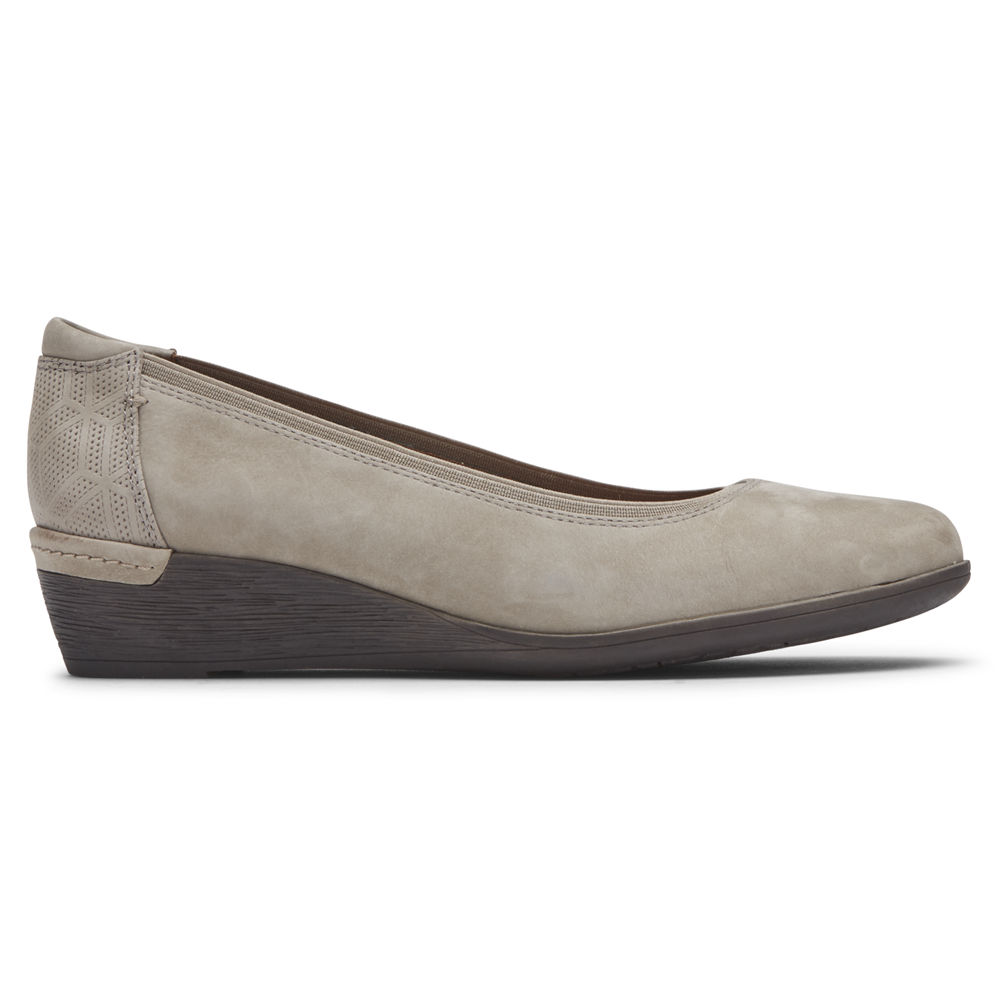 Rockport Singapore Womens Pumps - Cobb Hill Devyn Wedge Grey - PJ6905813